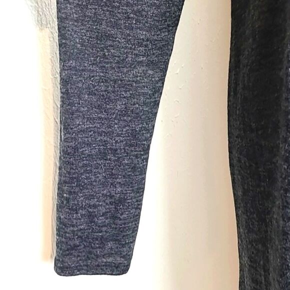 My Story Gray Sweater Dress with Aysemetrical Cowl Neck & Buttons, Size Medium - Picture 5 of 9